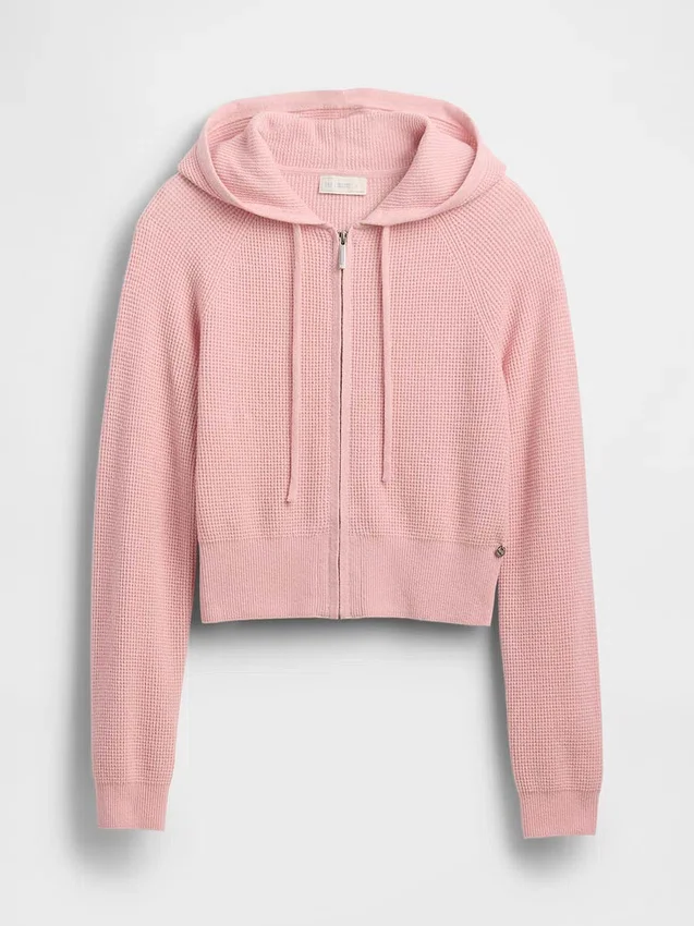 Sudadera con capucha corta de tejido tipo waffle CashSoft de GAP × Summer Fridays