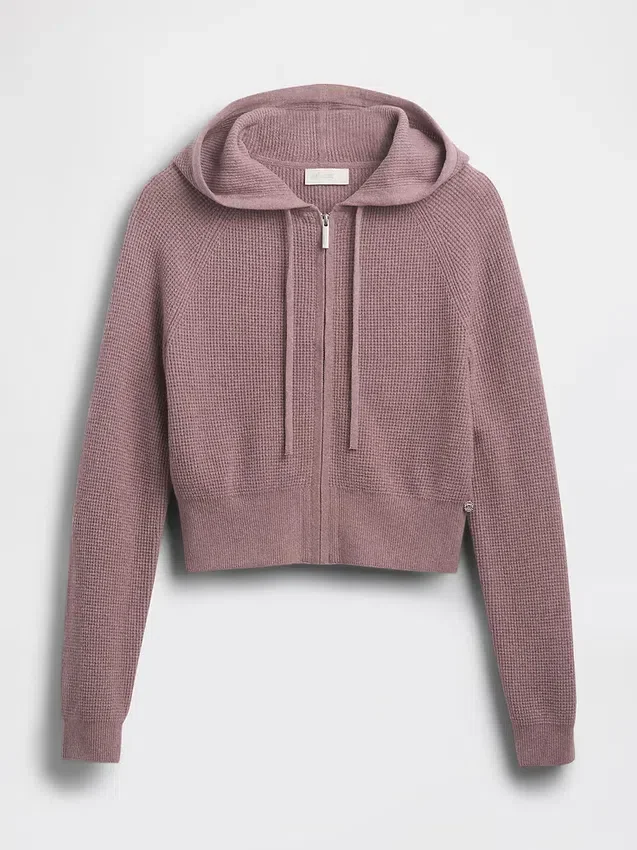 Sudadera con capucha corta de tejido tipo waffle CashSoft de GAP × Summer Fridays