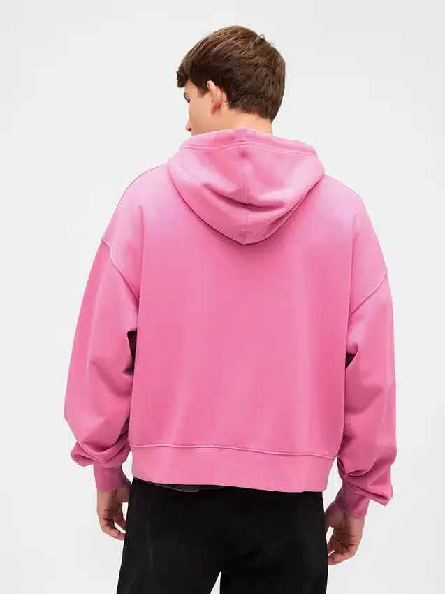 Sudadera con capucha, cremallera completa y corte corto oversize para adultos