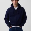 Sudadera con capucha, cremallera completa y corte corto oversize Vintagesoft
