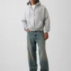 Sudadera con capucha, cremallera completa y corte corto oversize Vintagesoft