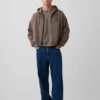 Sudadera con capucha, cremallera completa y corte corto oversize Vintagesoft