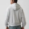 Sudadera con capucha, cremallera completa y corte corto oversize Vintagesoft