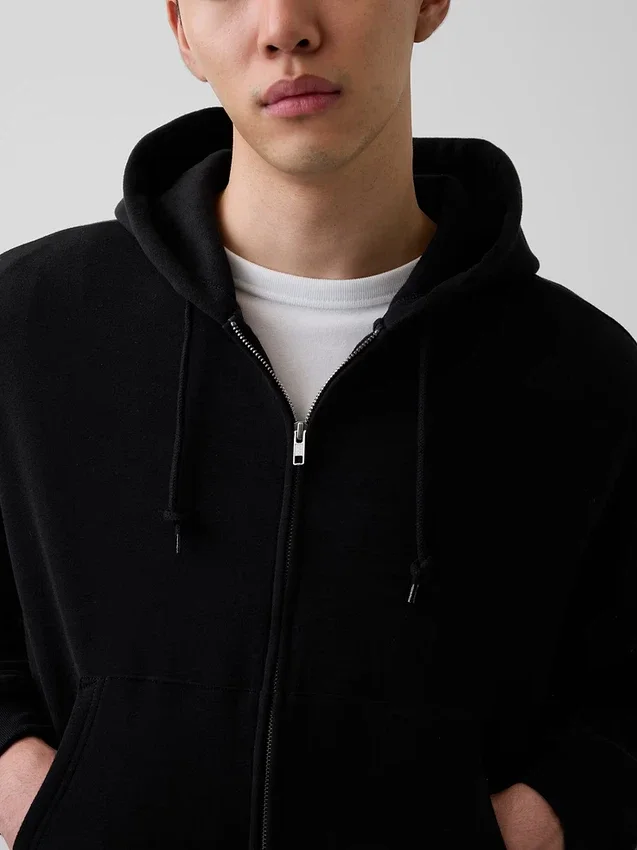 Sudadera con capucha, cremallera completa y corte corto oversize Vintagesoft