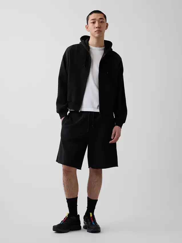 Sudadera con capucha, cremallera completa y corte corto oversize Vintagesoft