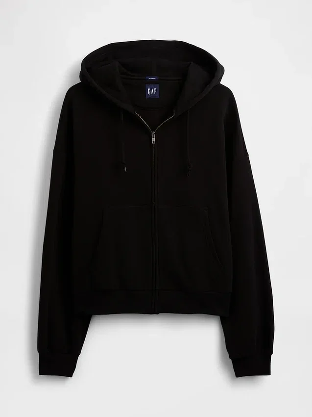 Sudadera con capucha, cremallera completa y corte corto oversize Vintagesoft