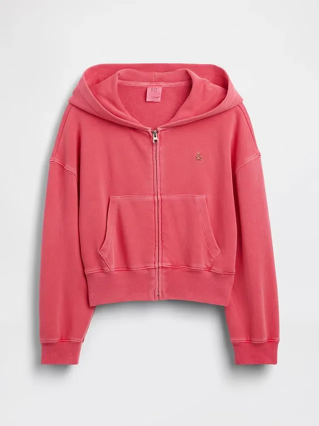 Sudadera con capucha, cremallera completa y corte oversize para niños, de felpa Vintagesoft