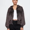 Sudadera con capucha, cremallera y corte en cuña Vintagesoft