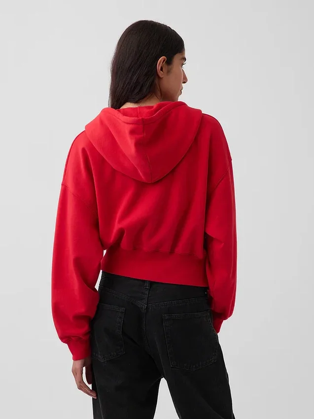 Sudadera con capucha, cremallera y corte en cuña Vintagesoft