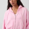 Sudadera con capucha, cremallera y corte en cuña Vintagesoft