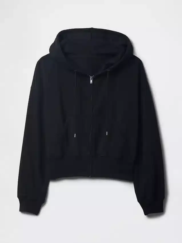 Sudadera con capucha, cremallera y corte en cuña Vintagesoft