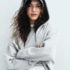 Sudadera con capucha, cremallera y corte en cuña Vintagesoft