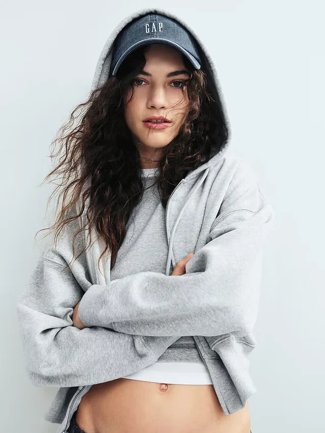 Sudadera con capucha, cremallera y corte en cuña Vintagesoft