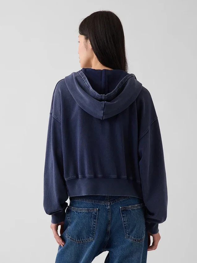 Sudadera con capucha, cremallera y corte oversize de felpa Vintagesoft