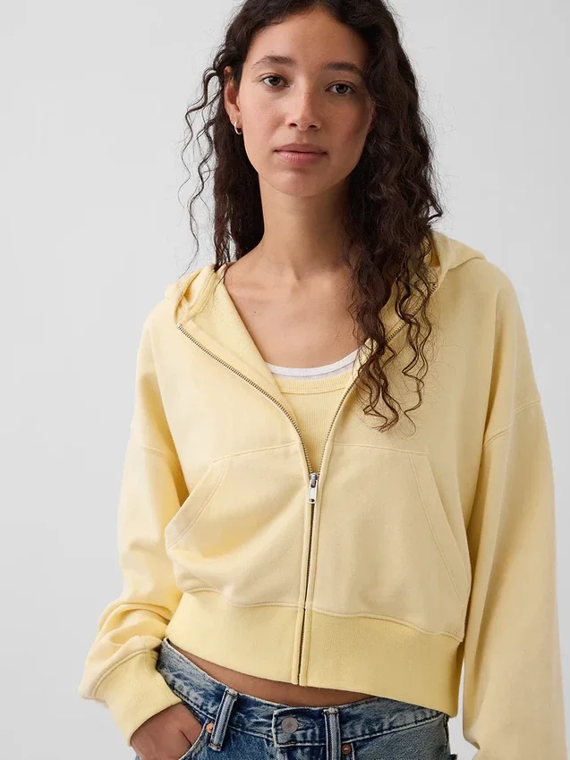Sudadera con capucha, cremallera y corte oversize de felpa Vintagesoft