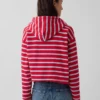 Sudadera con capucha, cremallera y rayas oversize de felpa de toalla