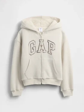Sudadera con capucha para niños con logo gráfico y forro de sherpa