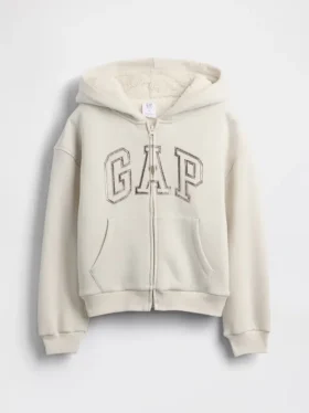Sudadera con capucha para niños con logo gráfico y forro de sherpa