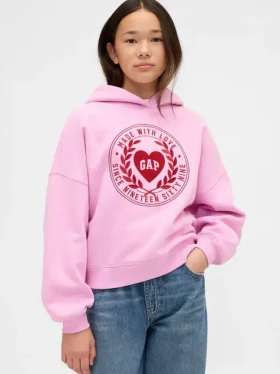 Sudadera con capucha para niños Vintagesoft con logo de corazón extragrande