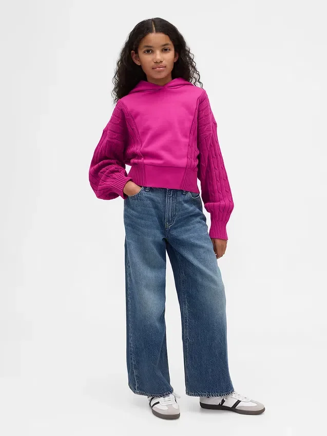Sudadera con capucha para niños Vintagesoft de mezcla de materiales