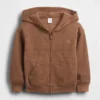 Sudadera con capucha y cremallera completa de punto waffle para bebés y niños