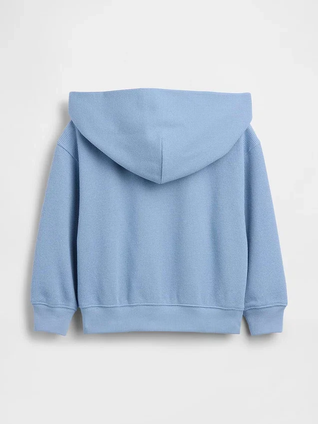 Sudadera con capucha y cremallera completa de punto waffle para bebés y niños