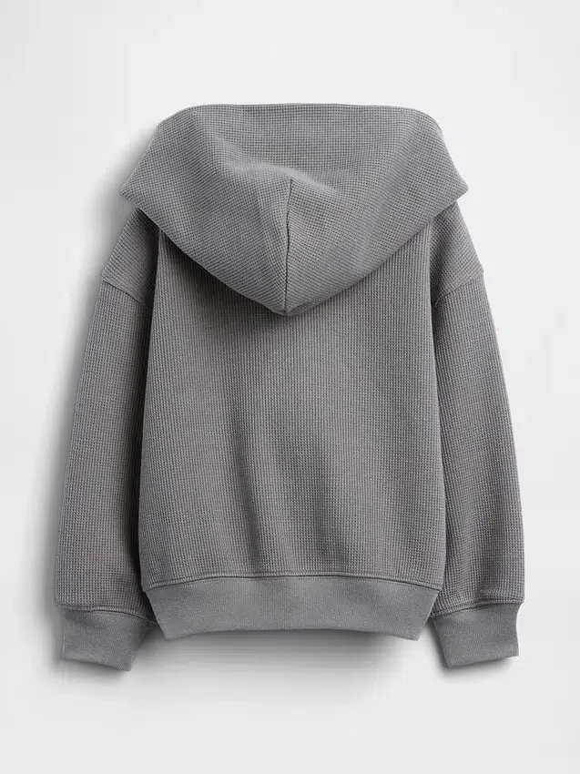 Sudadera con capucha y cremallera completa de punto waffle para bebés y niños