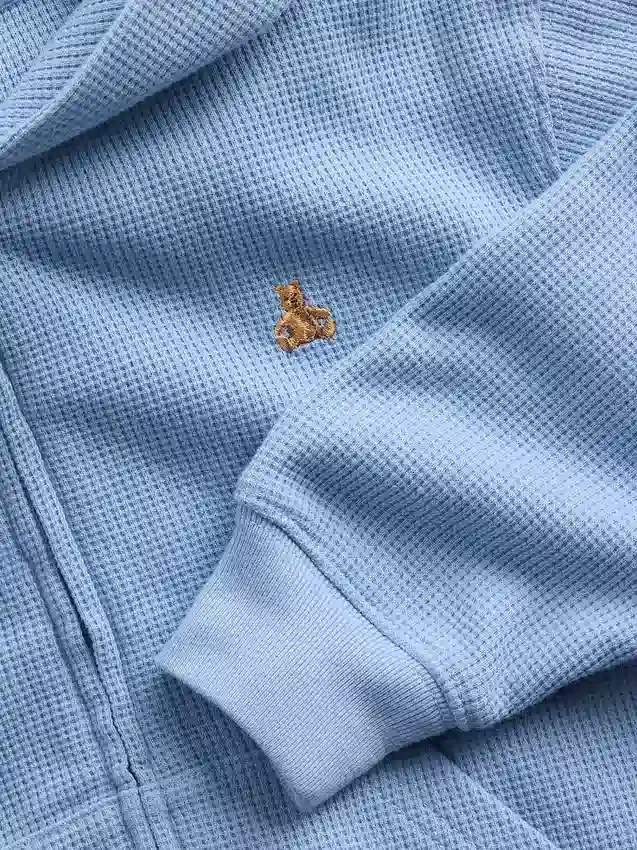 Sudadera con capucha y cremallera completa de punto waffle para bebés y niños