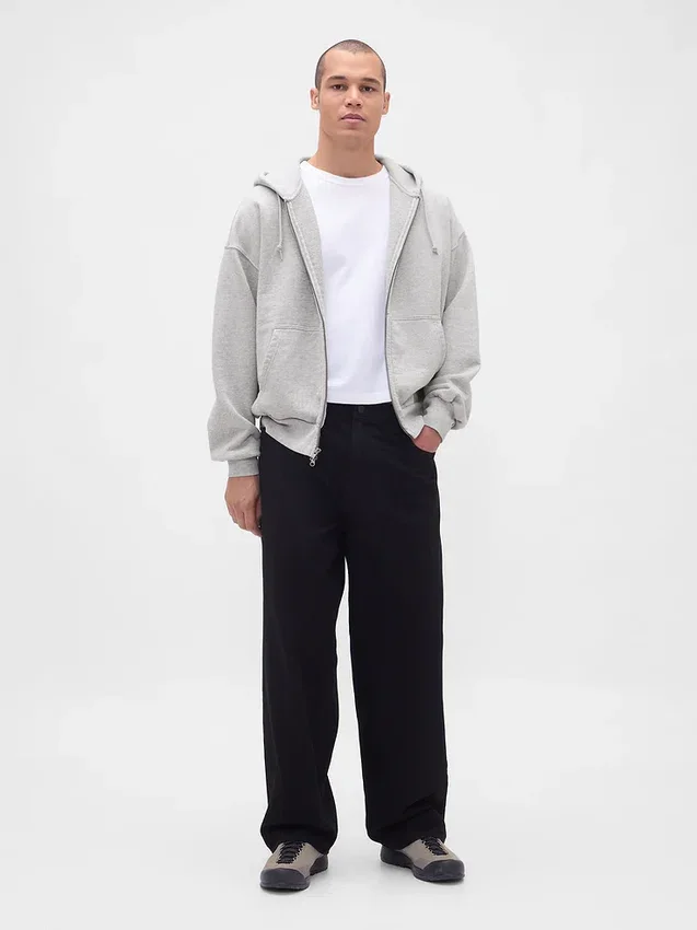 Sudadera con capucha y cremallera de felpa francesa extra gruesa para adultos