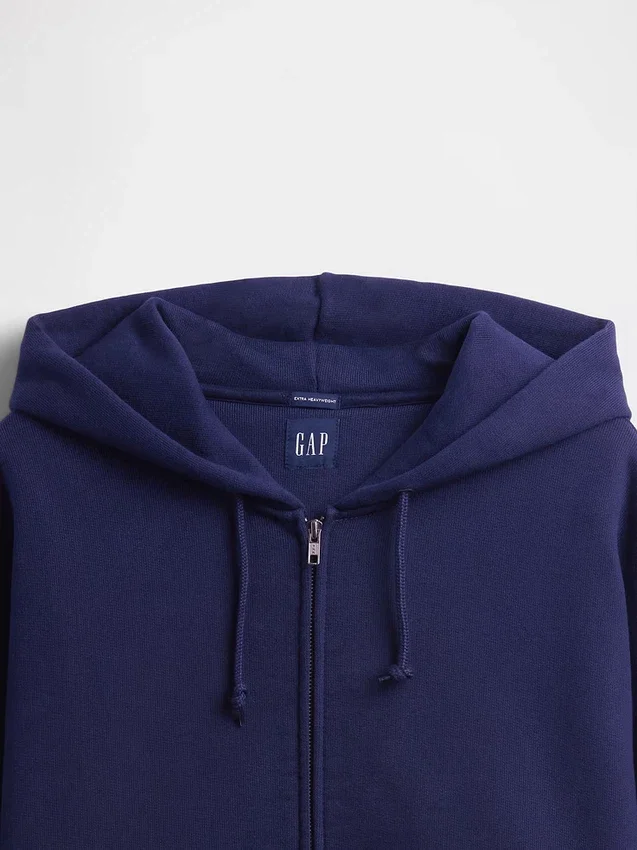 Sudadera con capucha y cremallera de felpa francesa extra gruesa para adultos