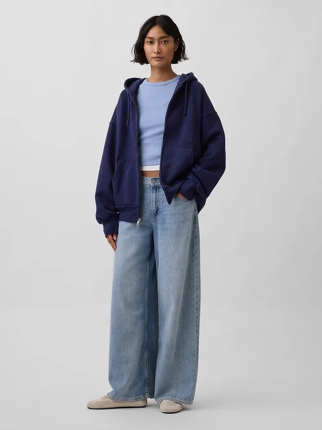 Sudadera con capucha y cremallera de felpa francesa extra gruesa para adultos