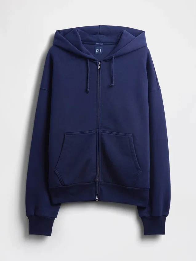 Sudadera con capucha y cremallera de felpa francesa extra gruesa para adultos