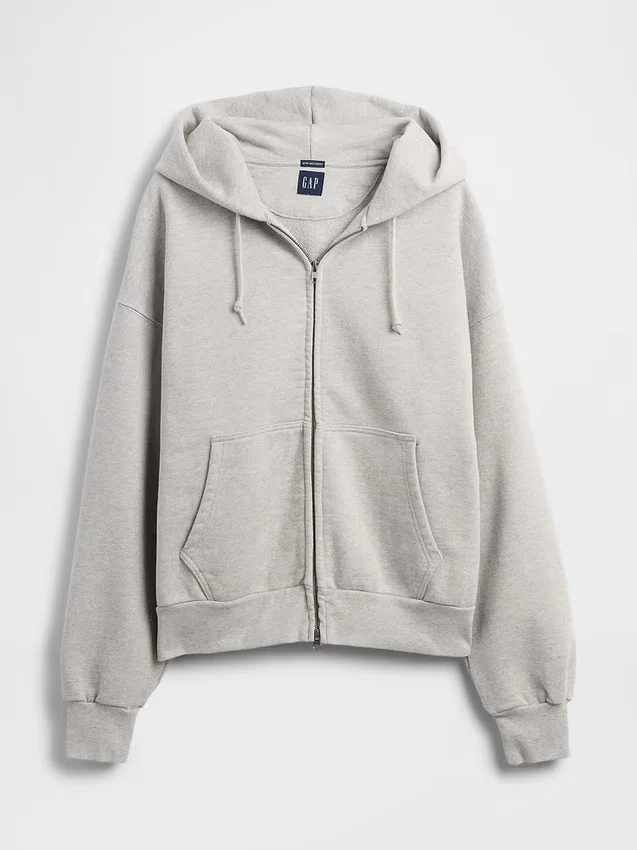 Sudadera con capucha y cremallera de felpa francesa extra gruesa para adultos