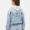 Sudadera con capucha y cremallera de mezclilla de punto para niños