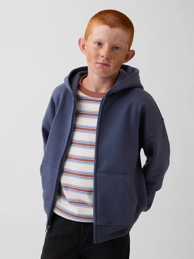 Sudadera con capucha y cremallera holgada Vintagesoft para niños