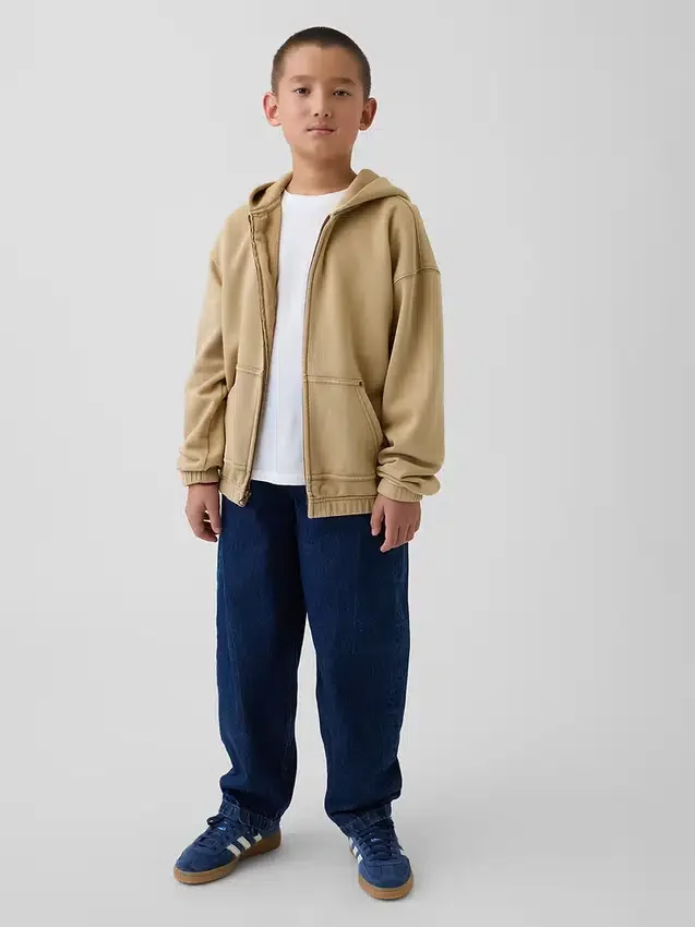 Sudadera con capucha y cremallera holgada Vintagesoft para niños