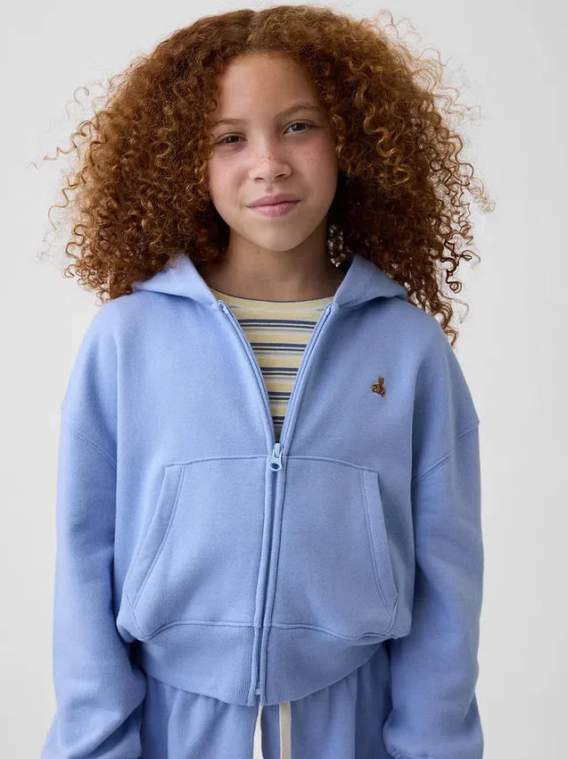Sudadera con capucha y cremallera oversize con logo Vintagesoft para niños