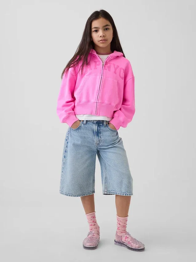 Sudadera con capucha y cremallera oversize con logo Vintagesoft para niños