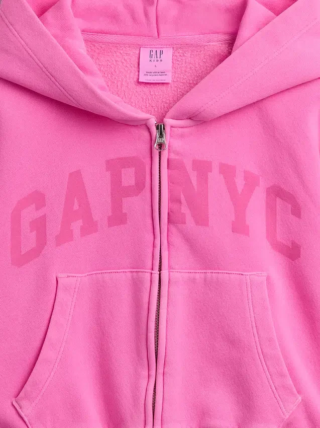 Sudadera con capucha y cremallera oversize con logo Vintagesoft para niños