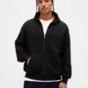 Sudadera con capucha y cremallera oversize de peso pesado para adultos