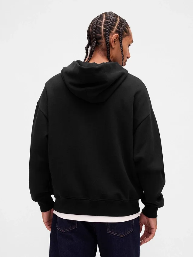 Sudadera con capucha y cremallera oversize de peso pesado para adultos