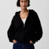 Sudadera con capucha y cremallera oversize de peso pesado para adultos