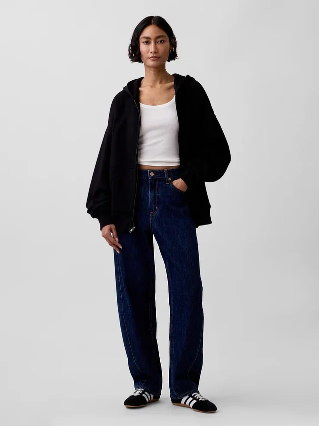 Sudadera con capucha y cremallera oversize de peso pesado para adultos