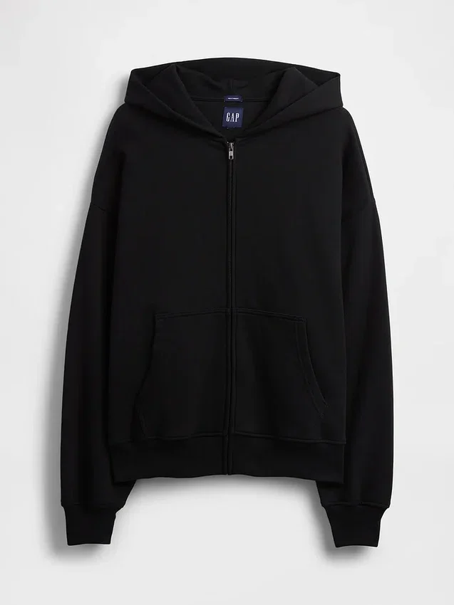 Sudadera con capucha y cremallera oversize de peso pesado para adultos