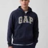 Sudadera con capucha y cremallera para adultos Vintagesoft Arch Logo