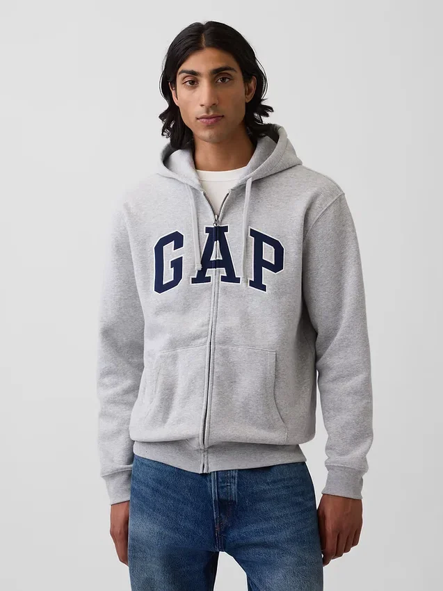 Sudadera con capucha y cremallera para adultos Vintagesoft Arch Logo