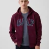 Sudadera con capucha y cremallera para adultos Vintagesoft Arch Logo