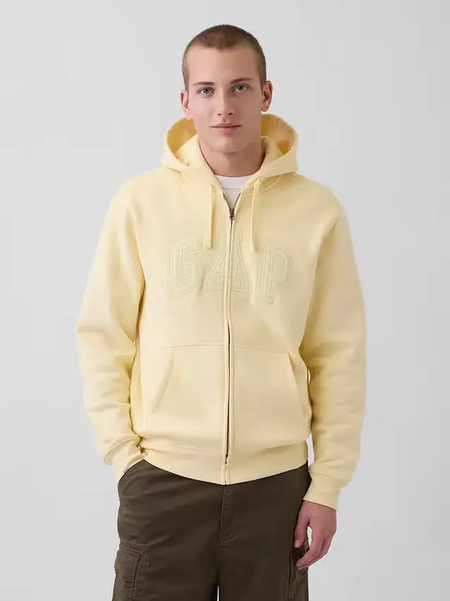 Sudadera con capucha y cremallera para adultos Vintagesoft Arch Logo