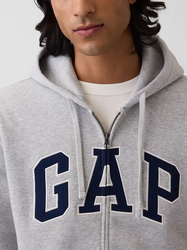 Sudadera con capucha y cremallera para adultos Vintagesoft Arch Logo