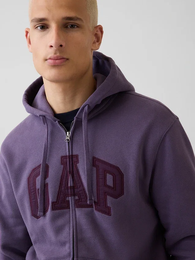Sudadera con capucha y cremallera para adultos Vintagesoft Arch Logo
